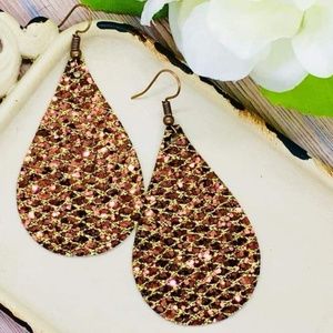 Vegan Leather Earrings-Bronze Mermaid